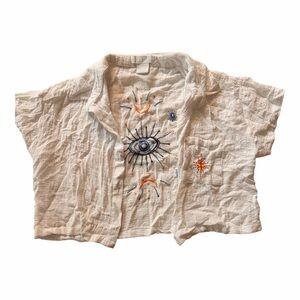 Life Is Good Cream Embroidered Blouse